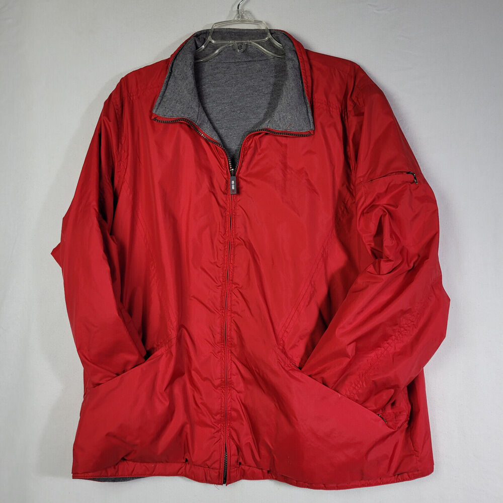 Fleet Street Reversible Jacket Women’s Size 1X Red Grey Raincoat Wind No Hood
